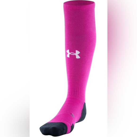 Under Armour UA TEAM athletic cushioned Over-the-calf (OTC) knee high pink sock - Picture 1 of 4